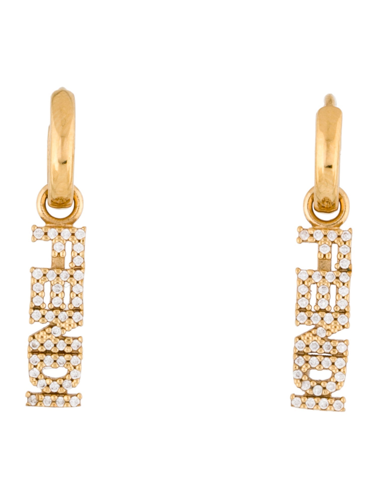 Fendi Crystal Fendigraphy Drop Earrings