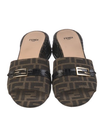 Fendi Zucca FF Logo Canvas Slides