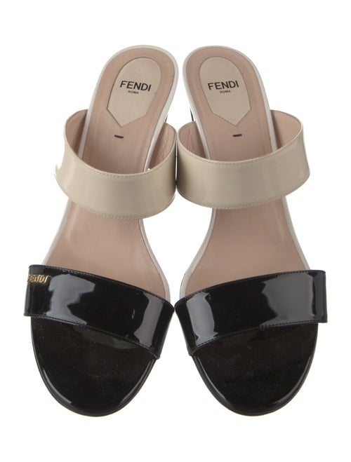 Fendi Patent Leather Colorblock Pattern Slides