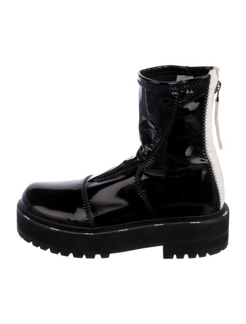 Fendi Patent Leather Colorblock Pattern Combat Boots