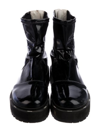 Fendi Patent Leather Colorblock Pattern Combat Boots