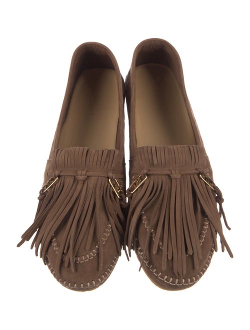Fendi Suede Fringe Trim Accent Moccasins