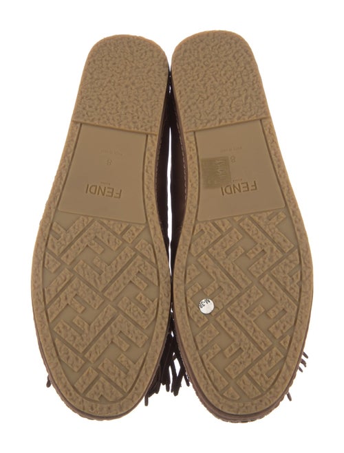 Fendi Suede Fringe Trim Accent Moccasins