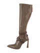 Fendi Zucca FF Logo Patent Leather Lace-Up Boots