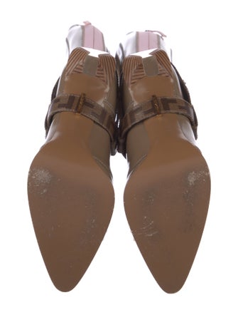 Fendi Zucca FF Logo Patent Leather Lace-Up Boots