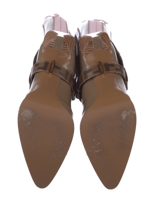 Fendi Zucca FF Logo Patent Leather Lace-Up Boots