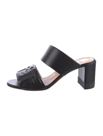 Fendi Zucca FF Logo Leather Slides
