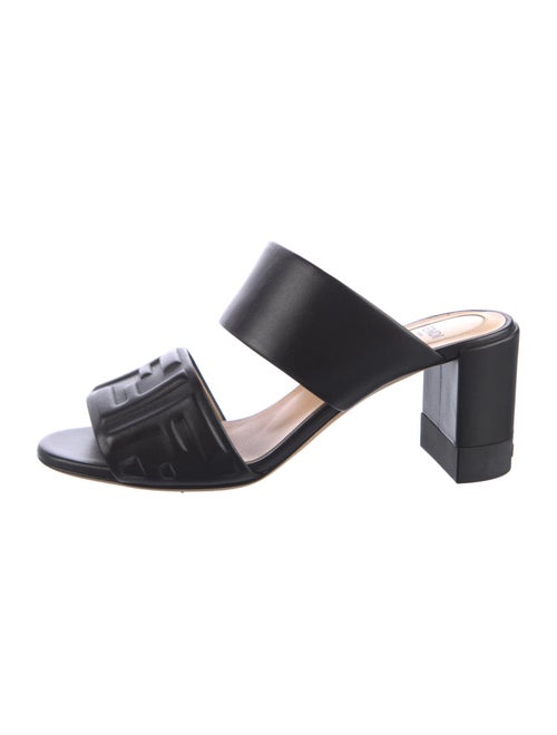 Fendi Zucca FF Logo Leather Slides