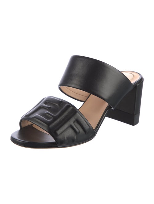 Fendi Zucca FF Logo Leather Slides