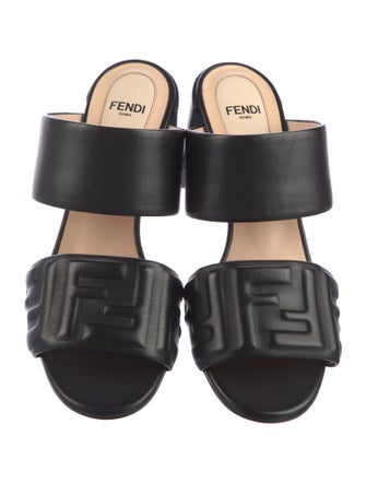 Fendi Zucca FF Logo Leather Slides