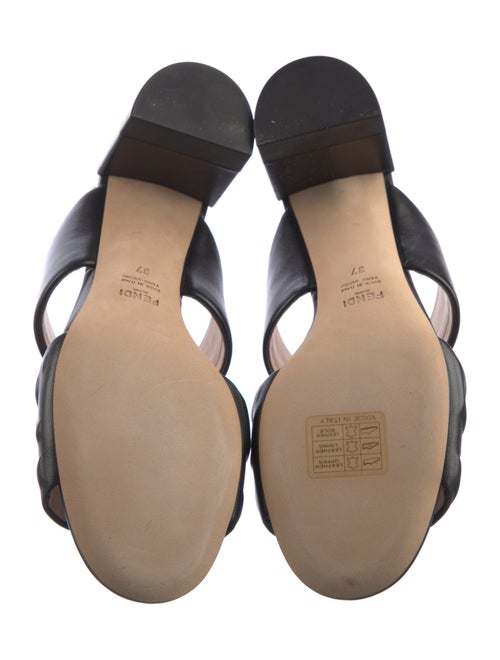 Fendi Zucca FF Logo Leather Slides