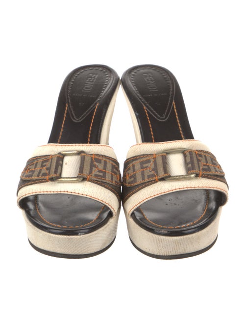 Fendi Zucchino FF Logo Printed Slides