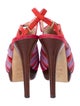Fendi Suede Colorblock Pattern Slingback Sandals