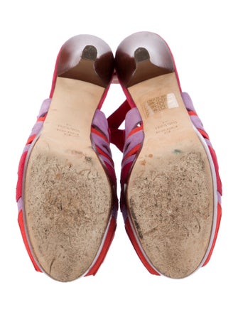 Fendi Suede Colorblock Pattern Slingback Sandals