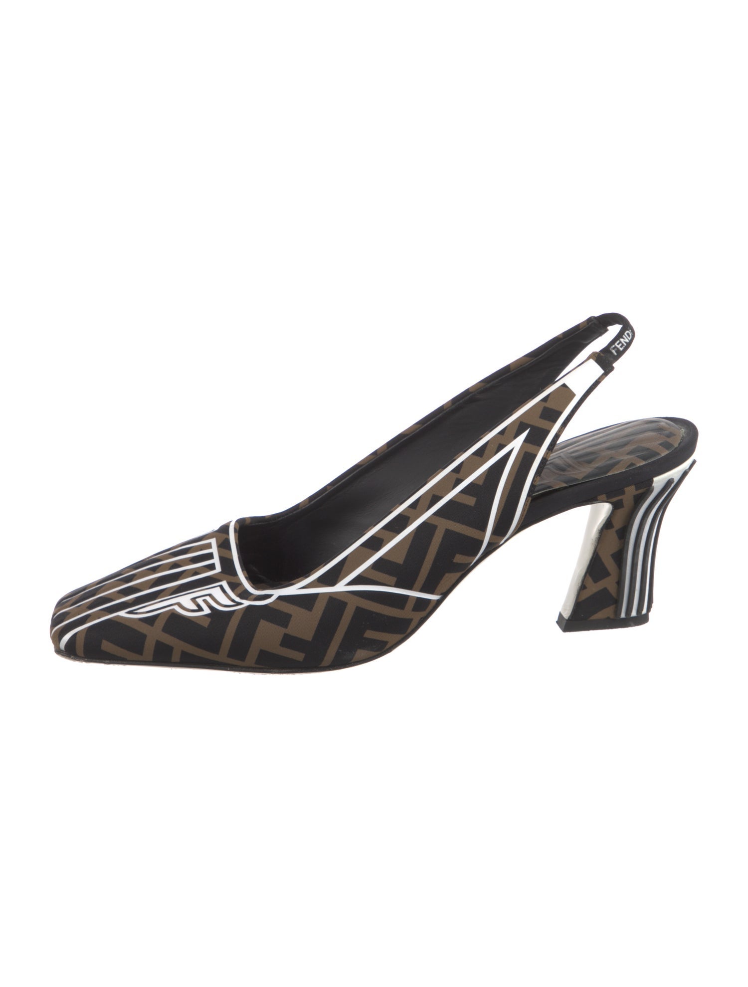 Fendi Zucca FF Logo Printed Slingback Pumps