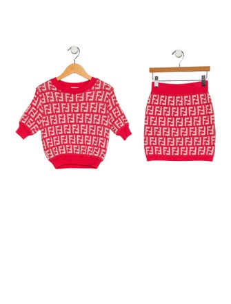 Fendi Fendi Girls' Monogram Knit Skirt Set