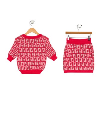 Fendi Fendi Girls' Monogram Knit Skirt Set