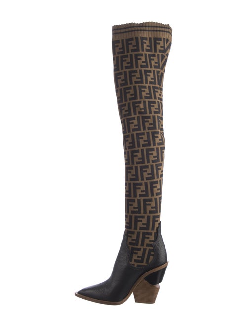 Fendi Zucca FF Logo Printed Sock Boots