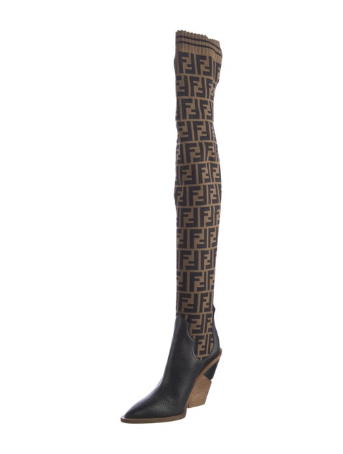 Fendi Zucca FF Logo Printed Sock Boots