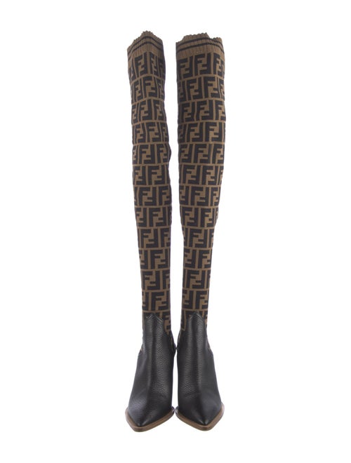 Fendi Zucca FF Logo Printed Sock Boots