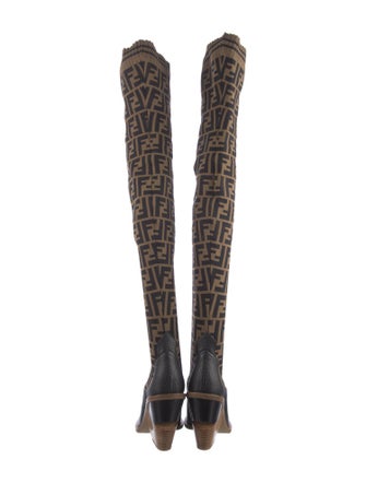 Fendi Zucca FF Logo Printed Sock Boots