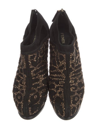 Fendi Suede Printed Mules
