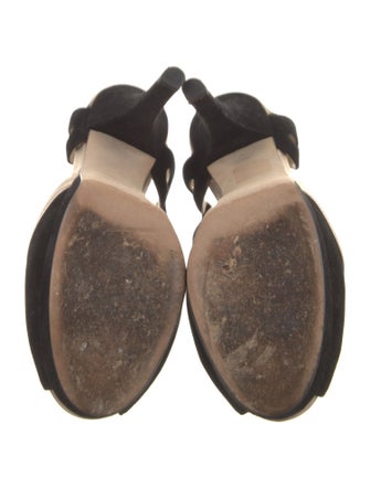 Fendi Suede Colorblock Pattern T-Strap Pumps