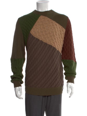 Fendi Colorblock Pattern Crew Neck Pullover