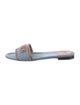 Fendi Denim Leather Trim Embellishment Slides