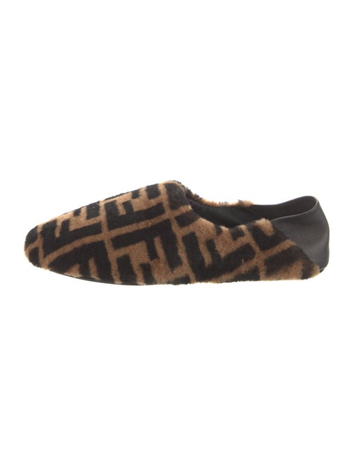 Fendi Zucca FF Logo Shearling Flats
