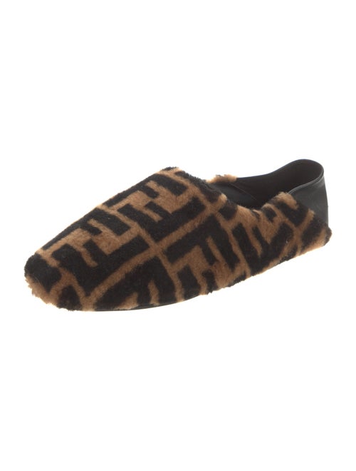 Fendi Zucca FF Logo Shearling Flats