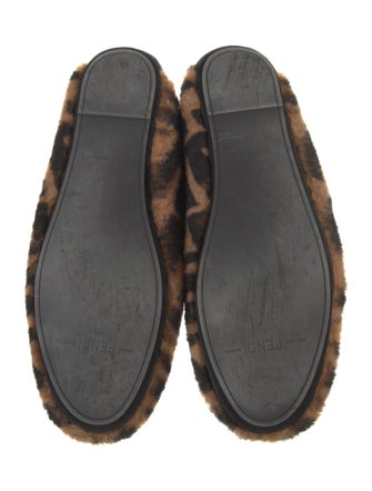 Fendi Zucca FF Logo Shearling Flats