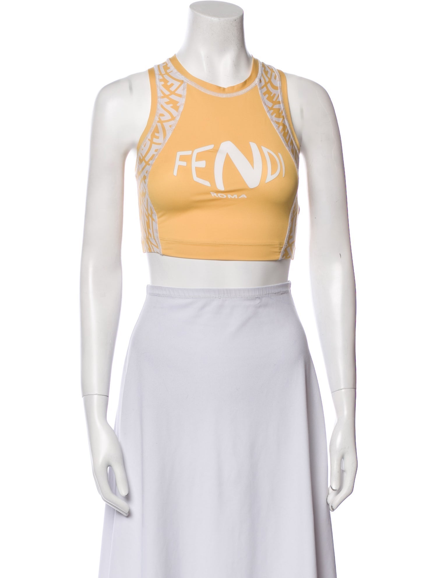 Fendi Graphic Print Scoop Neck Crop Top