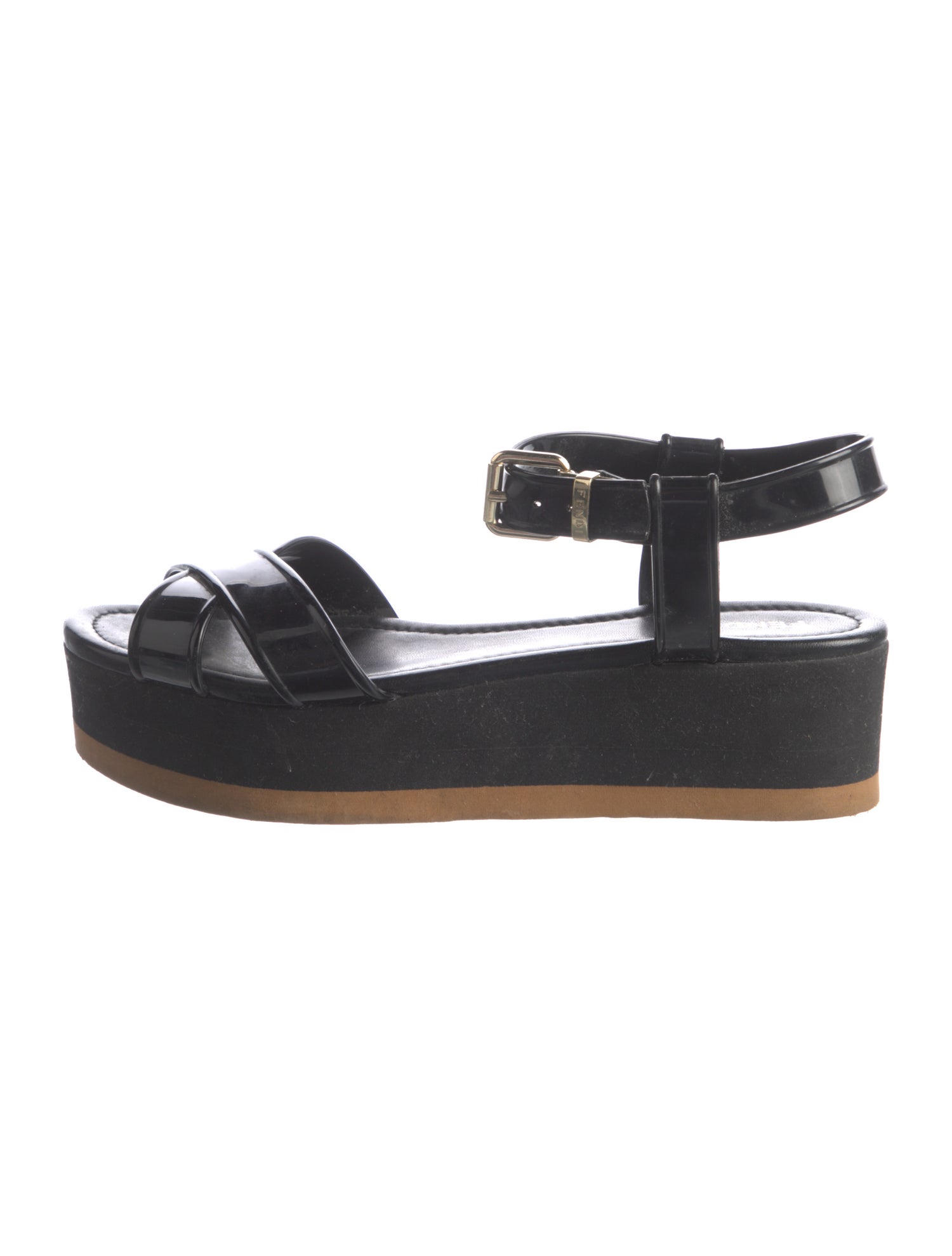 Fendi Patent Leather Slingback Sandals
