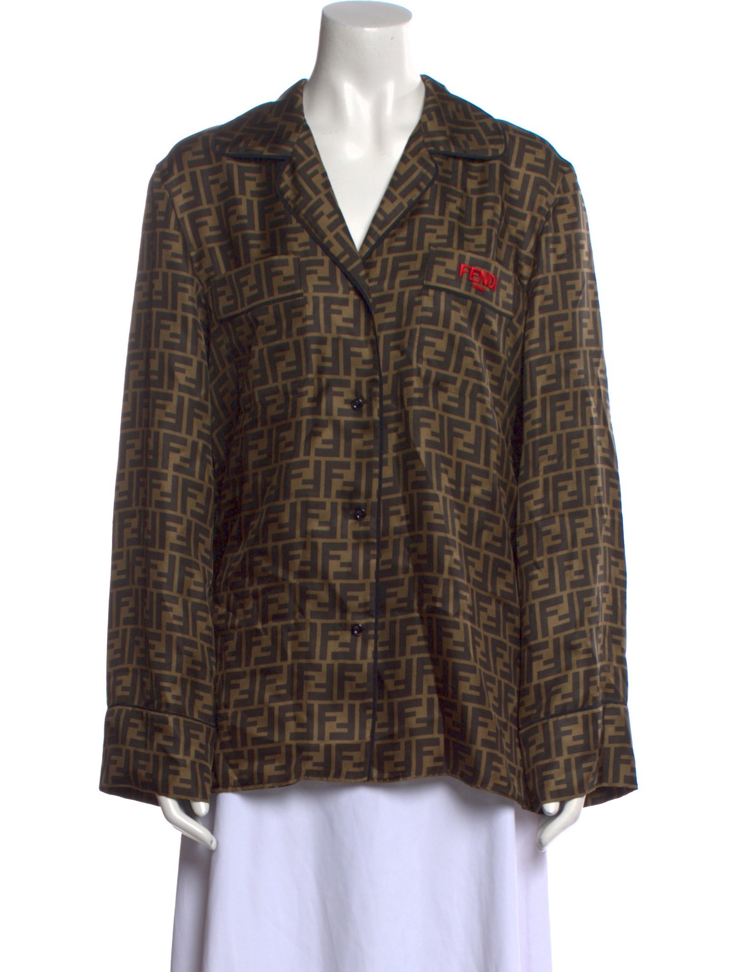 Fendi Silk Animal Print Button-Up Top w/ Tags