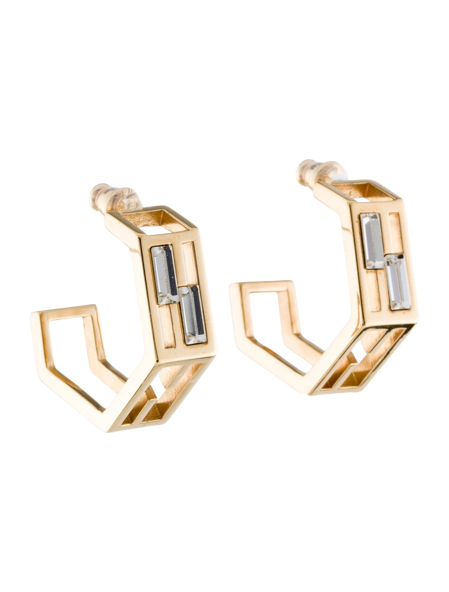 Fendi Crystal Baguette Hoop Earrings