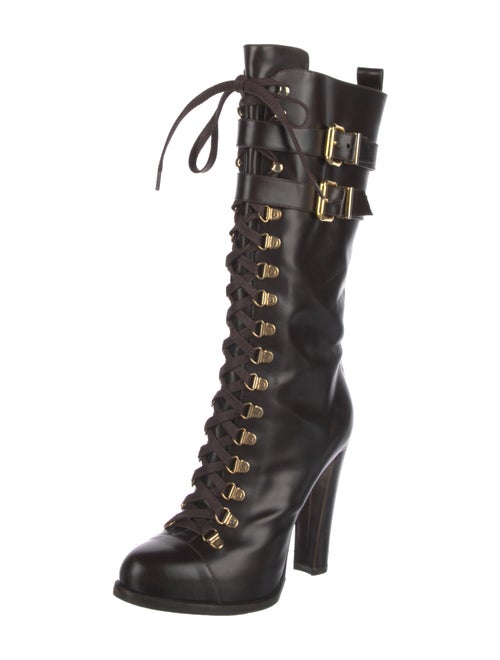 Fendi Leather Lace-Up Boots