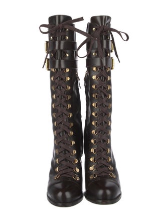 Fendi Leather Lace-Up Boots