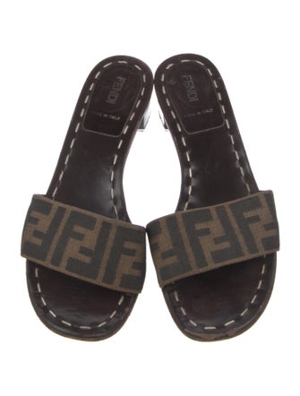 Fendi Zucca FF Logo Printed Slides