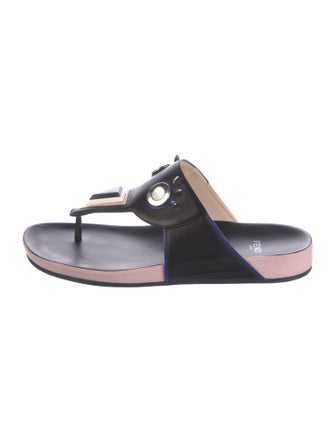 Fendi Spike Accents Leather Slides