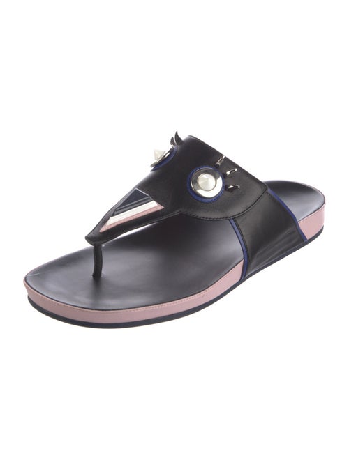 Fendi Spike Accents Leather Slides