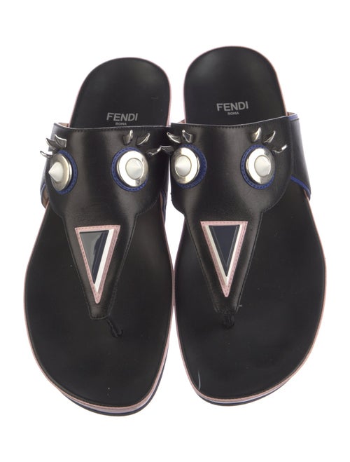 Fendi Spike Accents Leather Slides