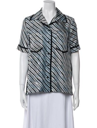 Fendi Silk Striped Button-Up Top