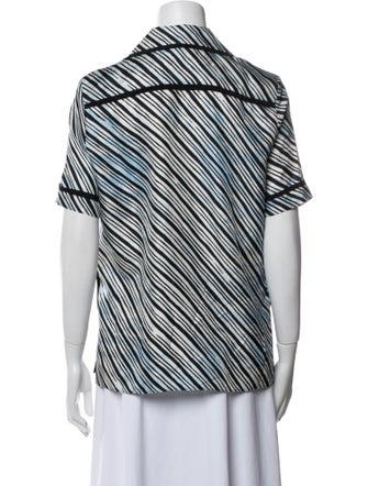 Fendi Silk Striped Button-Up Top