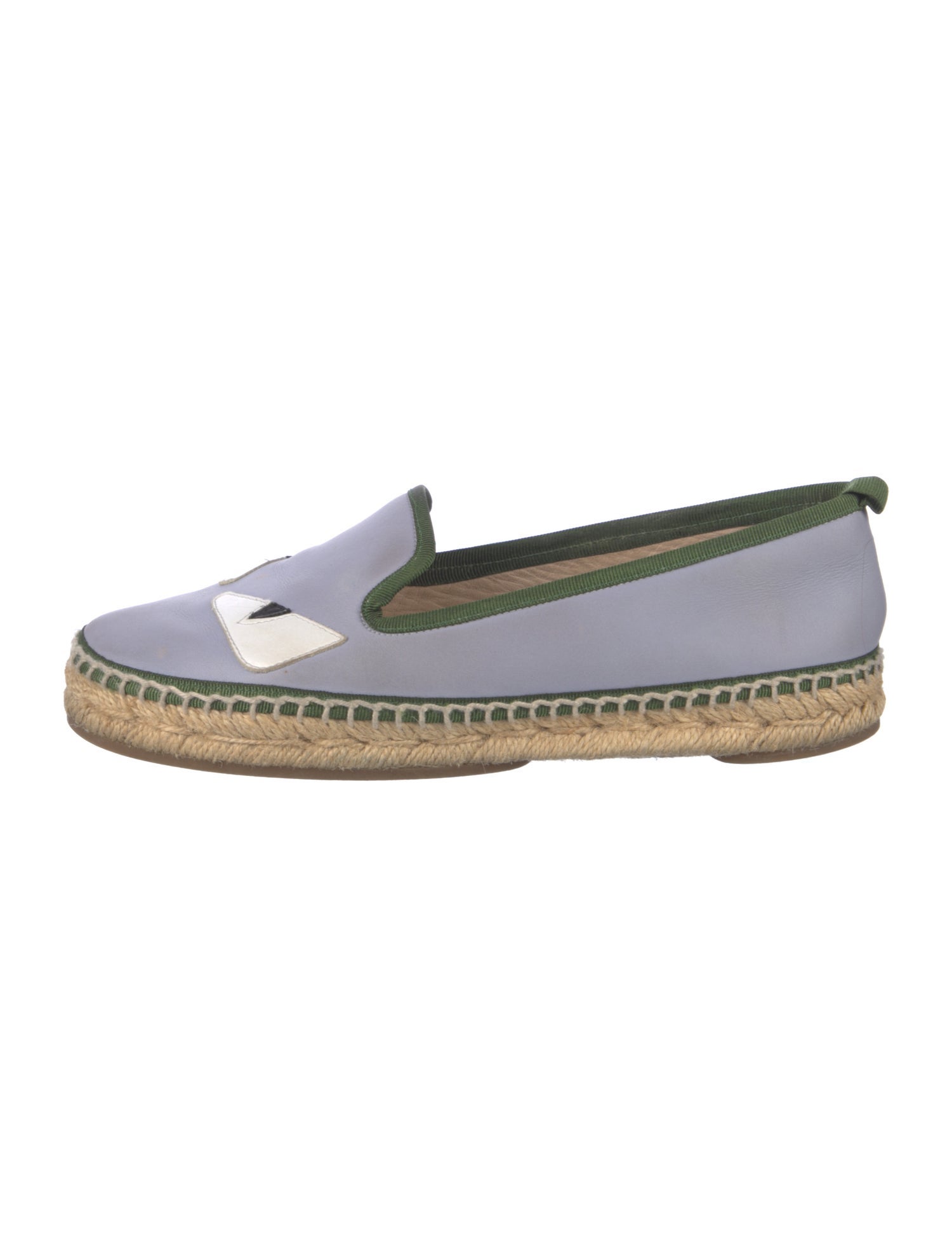 Fendi Leather Leather Trim Embellishment Espadrilles