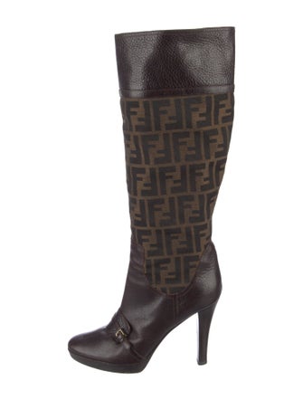 Fendi Zucca FF Logo Animal Print Boots