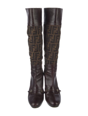 Fendi Zucca FF Logo Animal Print Boots