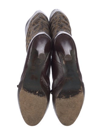 Fendi Zucca FF Logo Animal Print Boots