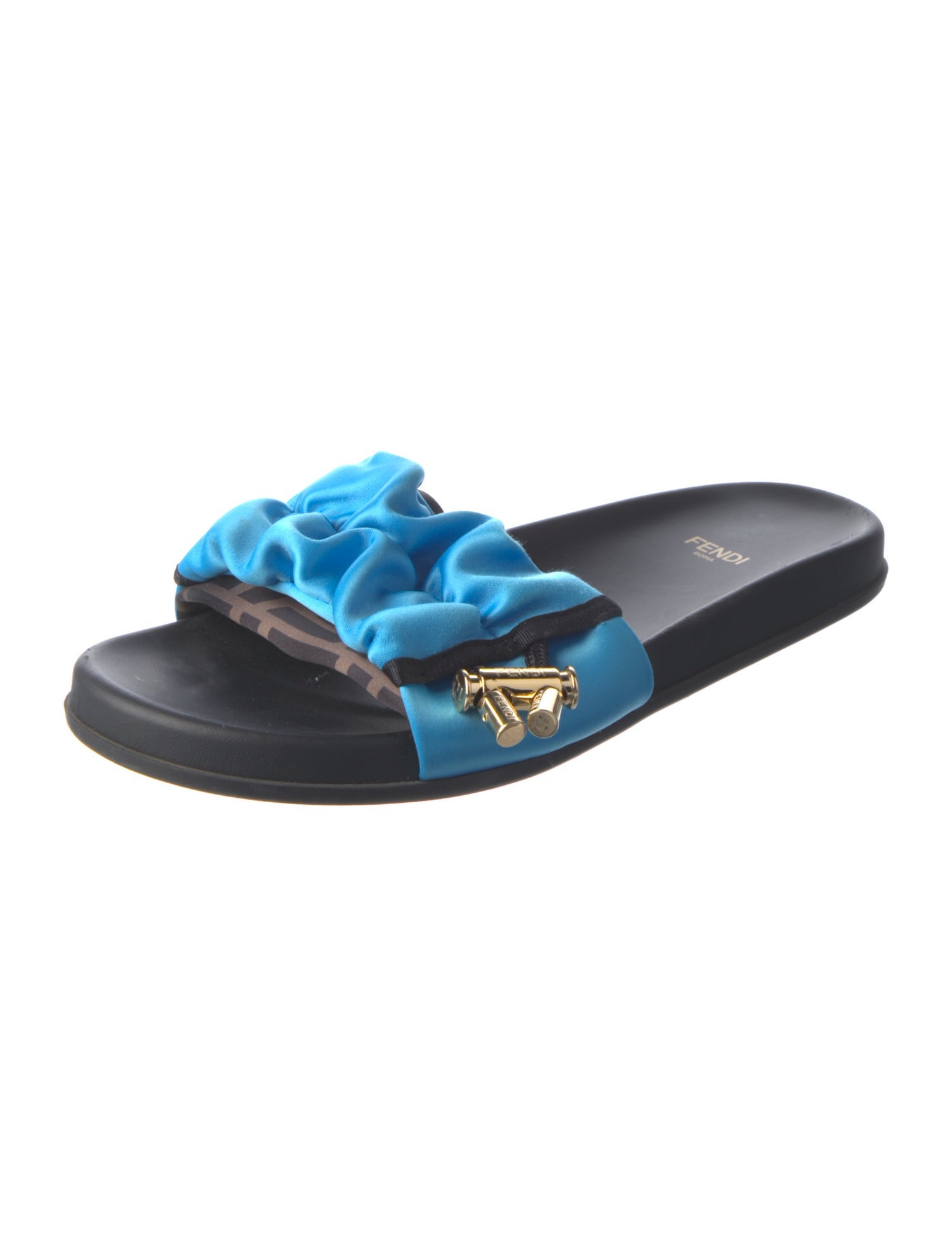 Fendi Zucca FF Logo Satin Slides
