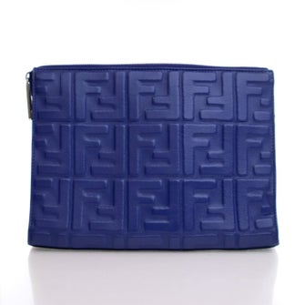 Fendi Zucca FF FF 1974 Embossed Calfskin Clutch